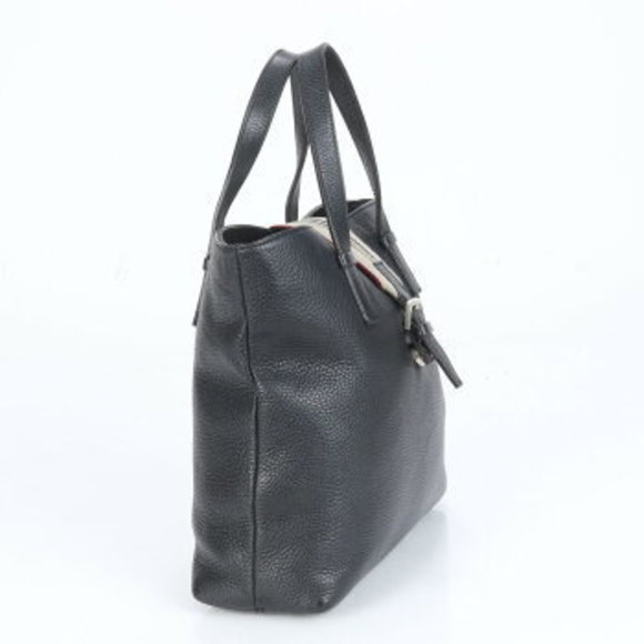 Burberry striped flap belt leather tote bag shoulder - Picture 3 of 11